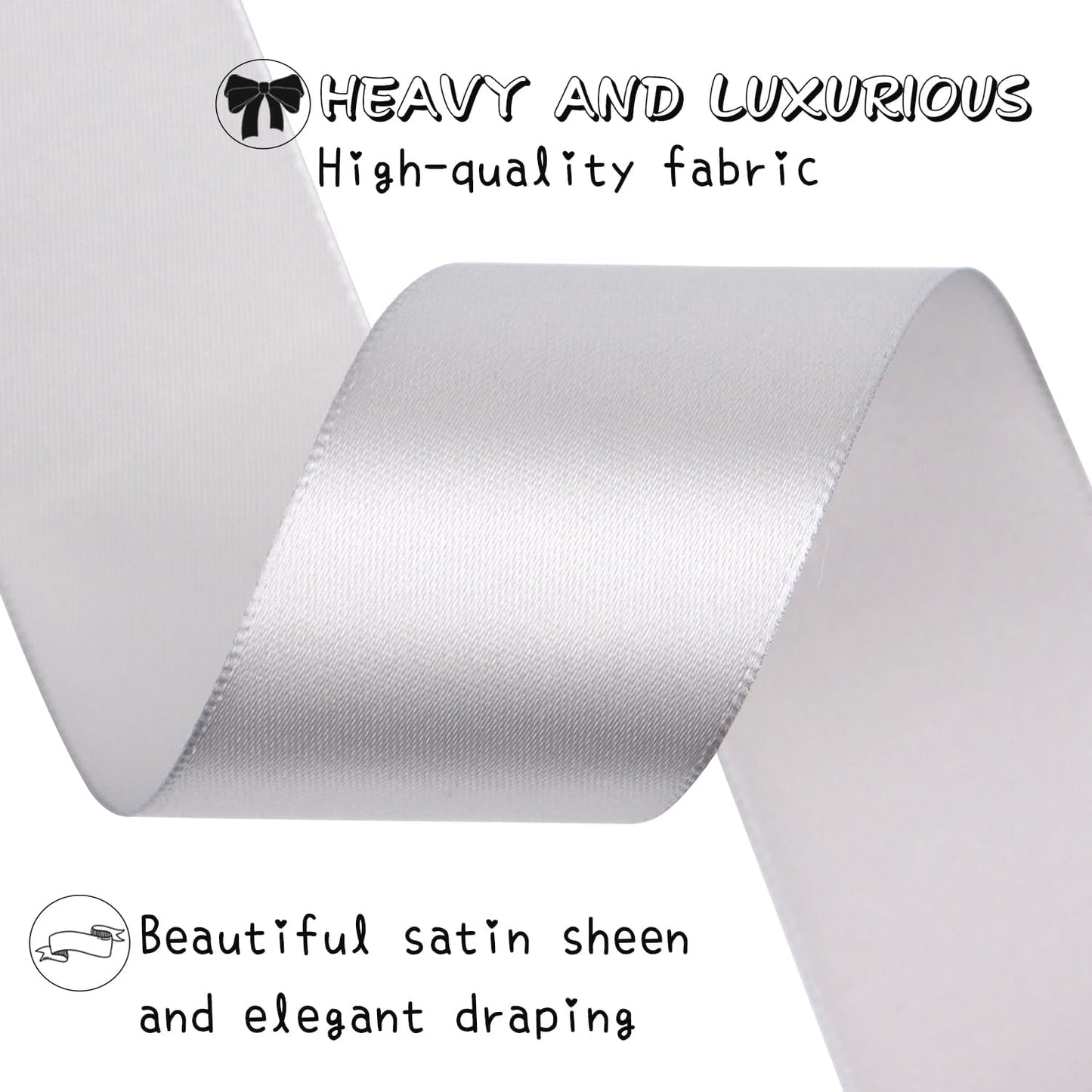 Gray Solid Satin Ribbon 1-1/2 Inch 25 Yards Solid Polyester Fabric Ribbon for Gift Wrapping Wedding Christmas Baby Shower Birthday Party Decoration Handmade Immortal Flower Craft