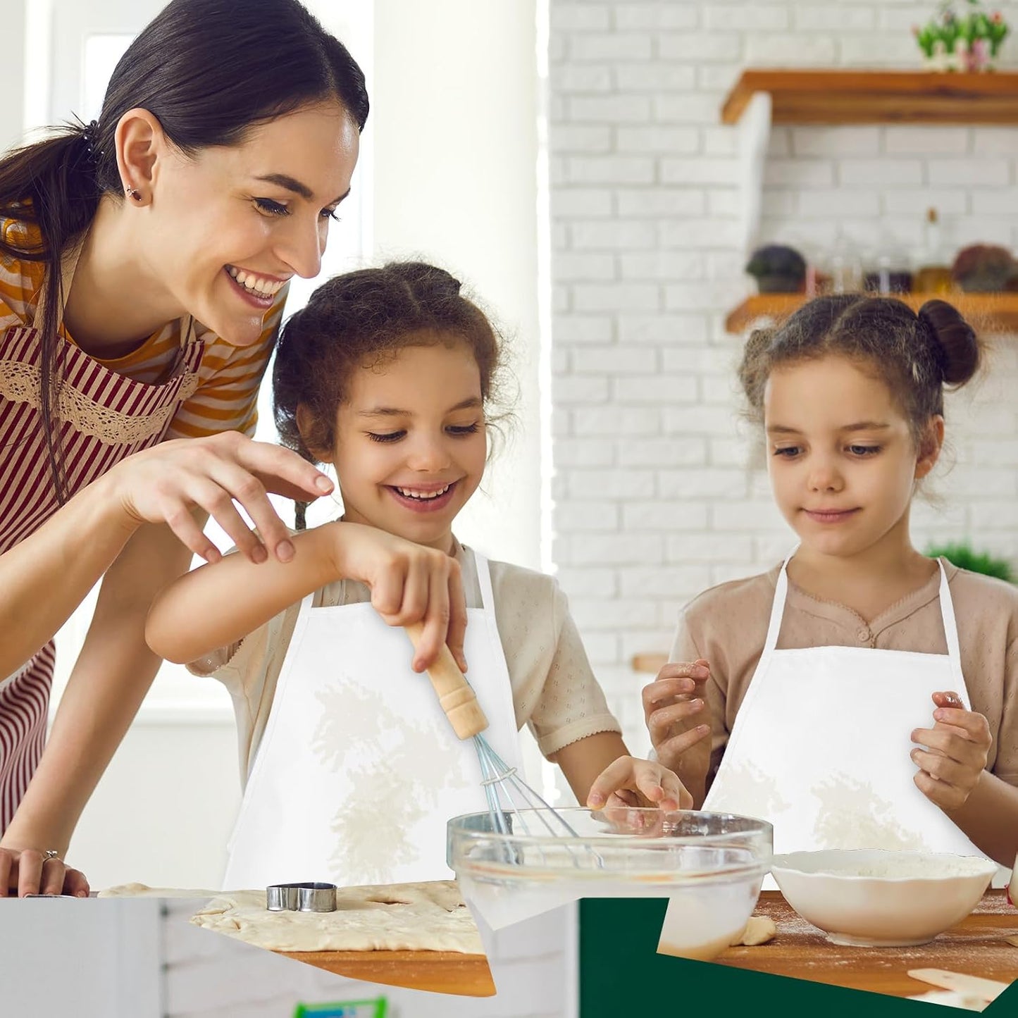 12 Pieces White Kids Painting Aprons Kid Art Apron with 2 Roomy Pockets Kids Aprons for Painting Activity Kitchen Crafts