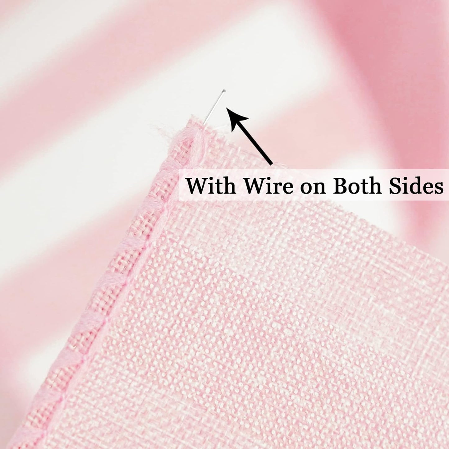 MEEDEE Pink Striped Burlap Ribbon - 2.5 Inch Wired Ribbon for Baby Girl Wreaths & Cakes, 10 Yards
