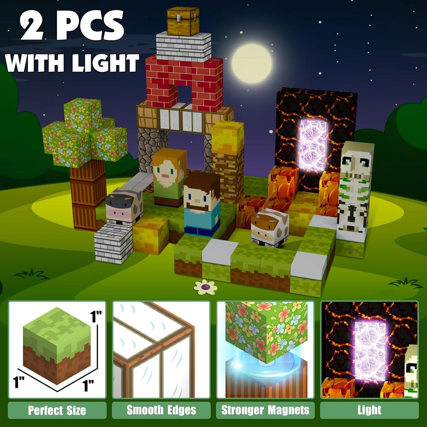 Magnetic Blocks Building Toys Set, Magnetic Building Blocks Kit Magnet Cubes for Boys Girls Ages 3-8, STEM Sensory Construction Toys for Kids Birthday Christmas