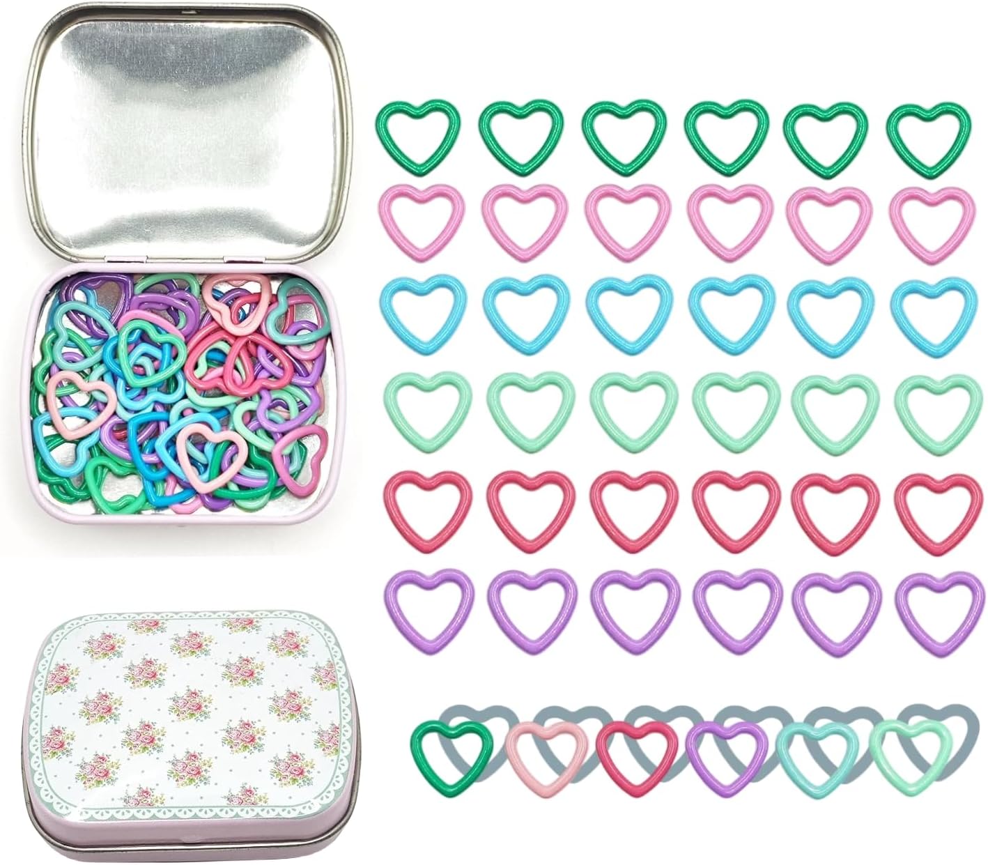 Metal Stitch Markers,Colorful Crochet Stitch Markers,Knitting Stitch Markers with Storage Case,Crochet Gift for Knitting Weaving Lovers (Heart)