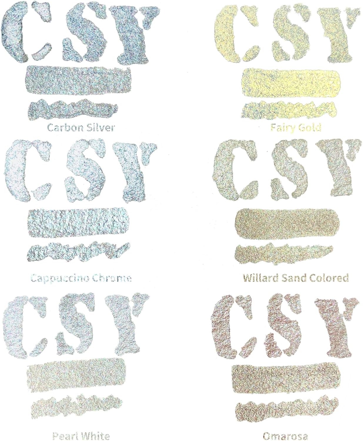 CSY art gallery Metallic -Pearlescent-Glitter Acrylic Ink -Shining Calligraphy Paint -Silver, Rose Gold Rich Pigments Perfect for Artists, Canvas, Rocks, Wood, Fabric, Ceramic (Galaxy Starlight Set)