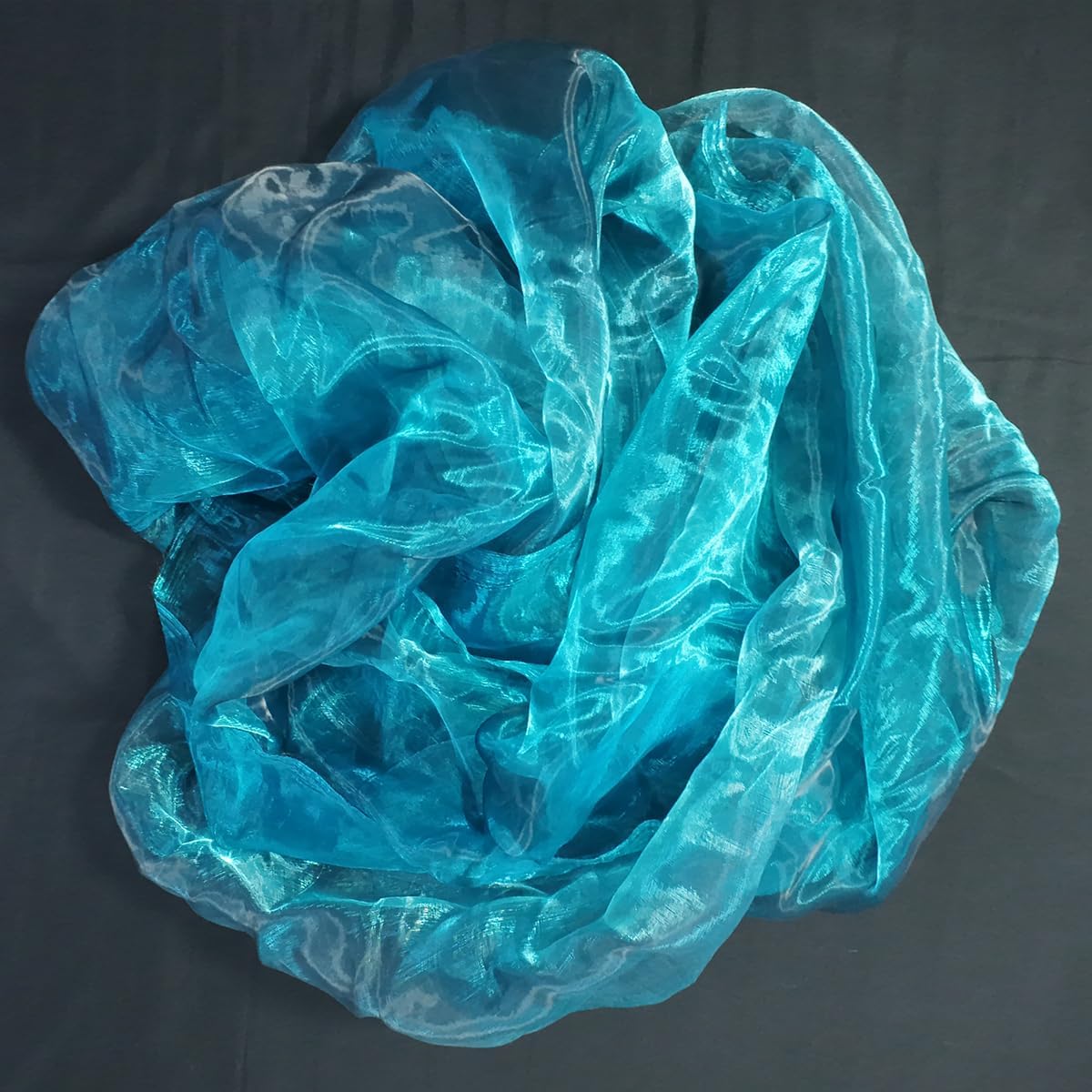Two-Tone Iridescent Holographic Organza Fabric - 5.5 Yards by The Yard | Lightweight Sheer Tulle | for Wedding Dresses, Party Decor, DIY Crafts, Shiny Backdrops(Midnight Blue)