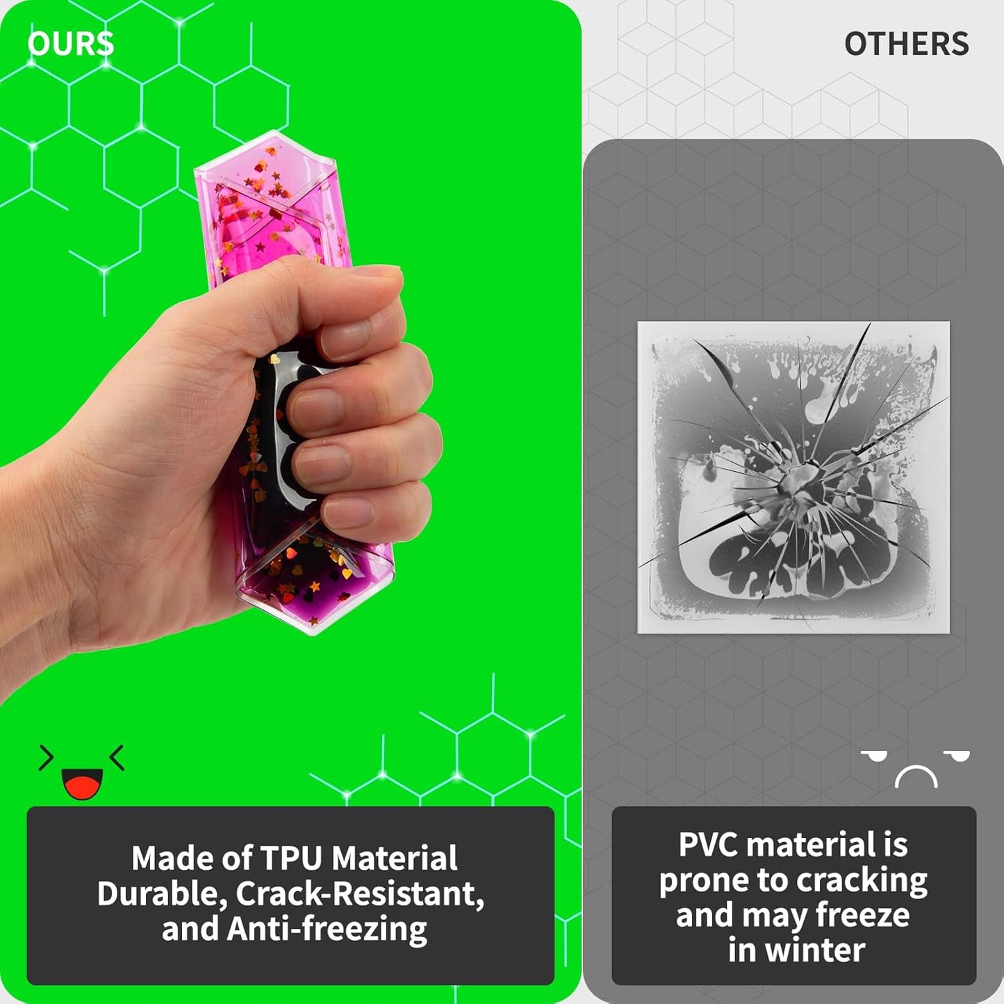 LONGKING 8-Pack Hexagon Liquid Tiles for Kids, Soft Gel Liquid Sensory Toys for Autistic Children, Sensory Mats, Sensory Toys for Toddlers 3-4