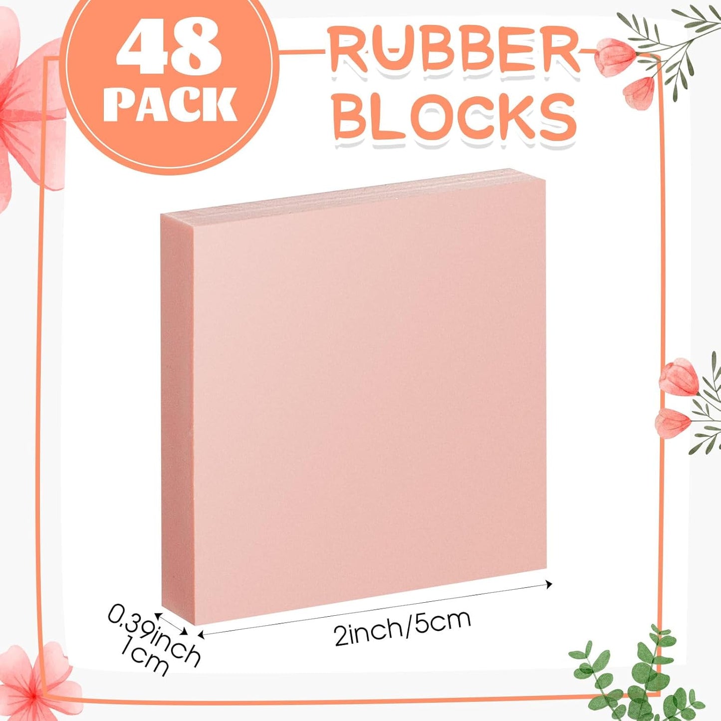 Frienda 48 Pcs 2" X 2" Rubber Carving Blocks Linoleum Blocks for Printmaking, Stamp Making, DIY Crafting, Scrapbook, Painting, Soft and Easy to Carve (Pink)