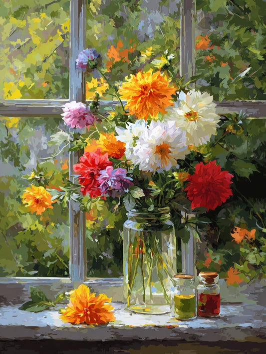 Moohue 14 ct Counted Cross Stitch Kits for Adults Flowers Cross Stitch Patterns Stamped Printed Cross Stitch Kits (Flowers 2)