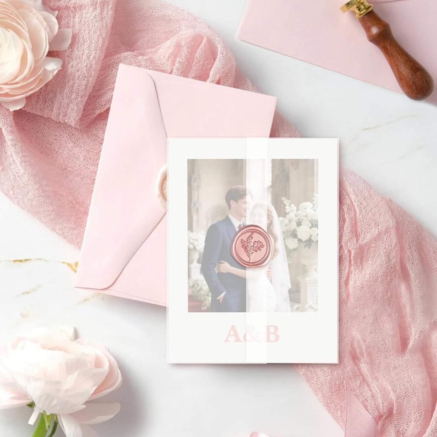 30 Pack Pre-Folded Vellum Jackets for 5.5x7.5 Invitations, Translucent Vellum Paper 5.5x7.5 Jackets, 100GSM Wedding Invitations Wraps, Envelope Liners for Birthdays, Baby Showers