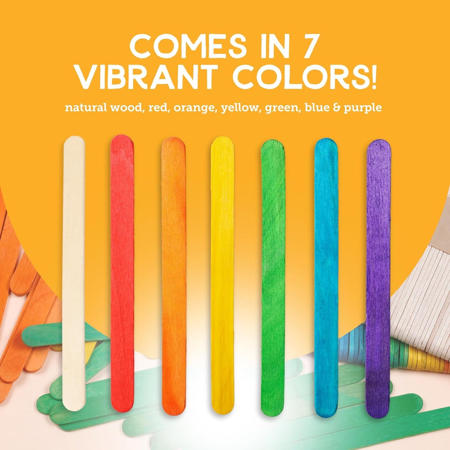 Incraftables Colored Popsicle Sticks for Crafts – 600 Pieces - 7 Colors – Large Colorful Wooden Craft Popsicle Sticks for DIY Arts and Crafts