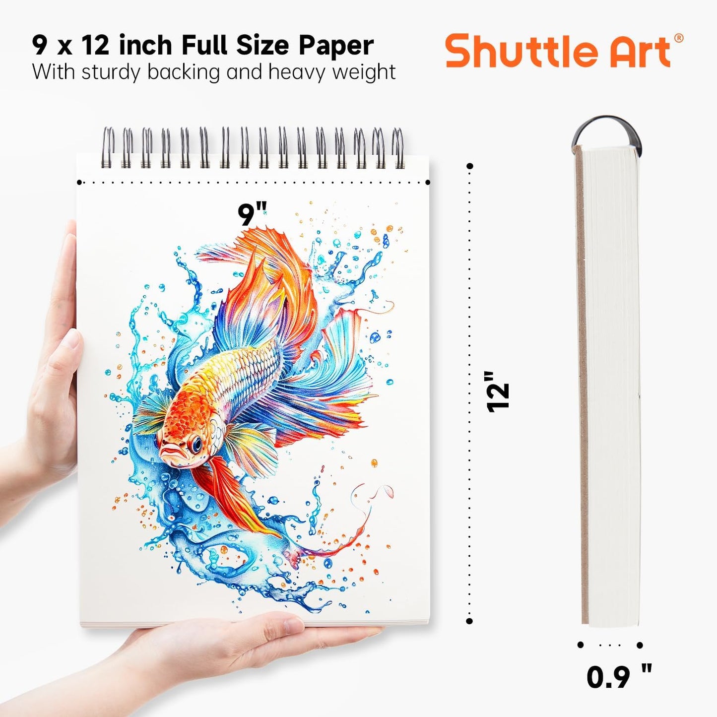Shuttle Art 9”x12” Sketch Pad, 260 Sheets (68lb/100gsm) Drawing Pad, Pack of 2, 130 Sheets Each, Spiral Bound Sketch Book, Durable Acid-Free Drawing Paper, Great Sketch Pad for Kids, Teens & Adults