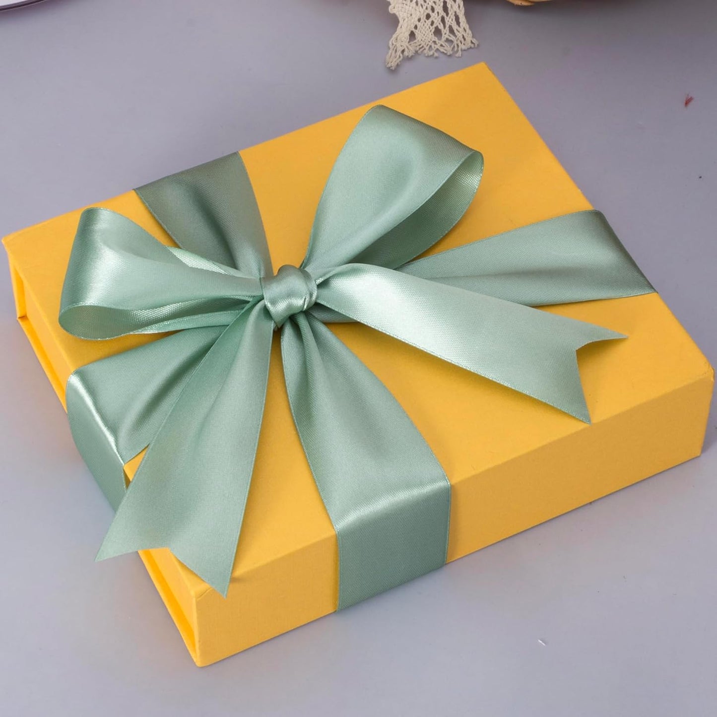 1 1/2 Inch Sage Green Solid Satin Ribbon, 50 Yards Craft Fabric Ribbon for Gift Wrapping Floral Bouquets Wedding Party Decoration