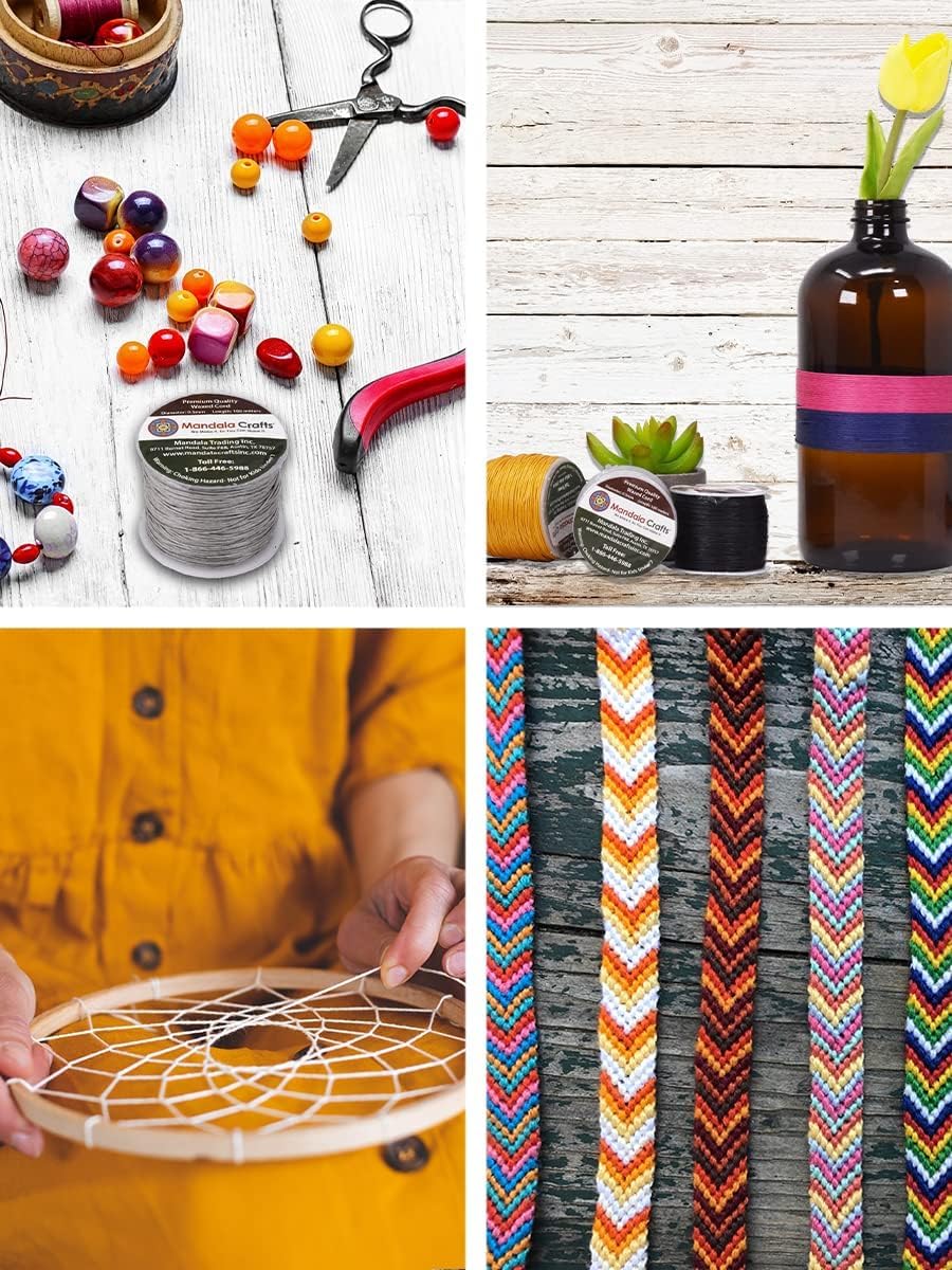 Mandala Crafts 1mm 109 Yards Natural Cotton Waxed Cord for Jewelry Making Bracelet Cord Waxed String - Beading String Thread Jewelry Cords for Necklaces String