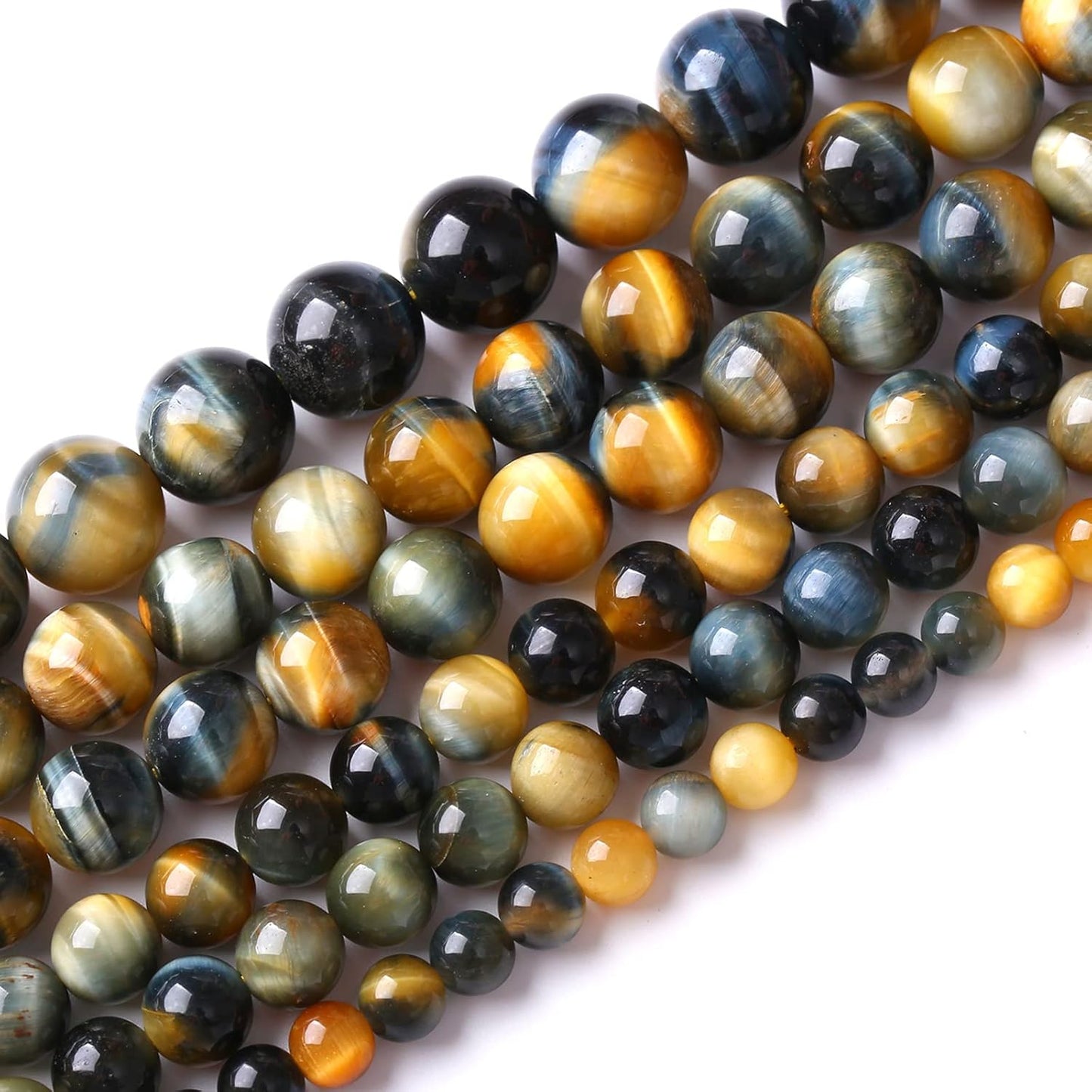 32Pcs 12mm AAAAA Tiger Eye Beads for Jewelry Making Natural Stone Beads Semi Precious Round Smooth Gemstones Energy Healing Dream Blue Tiger Eye Stone