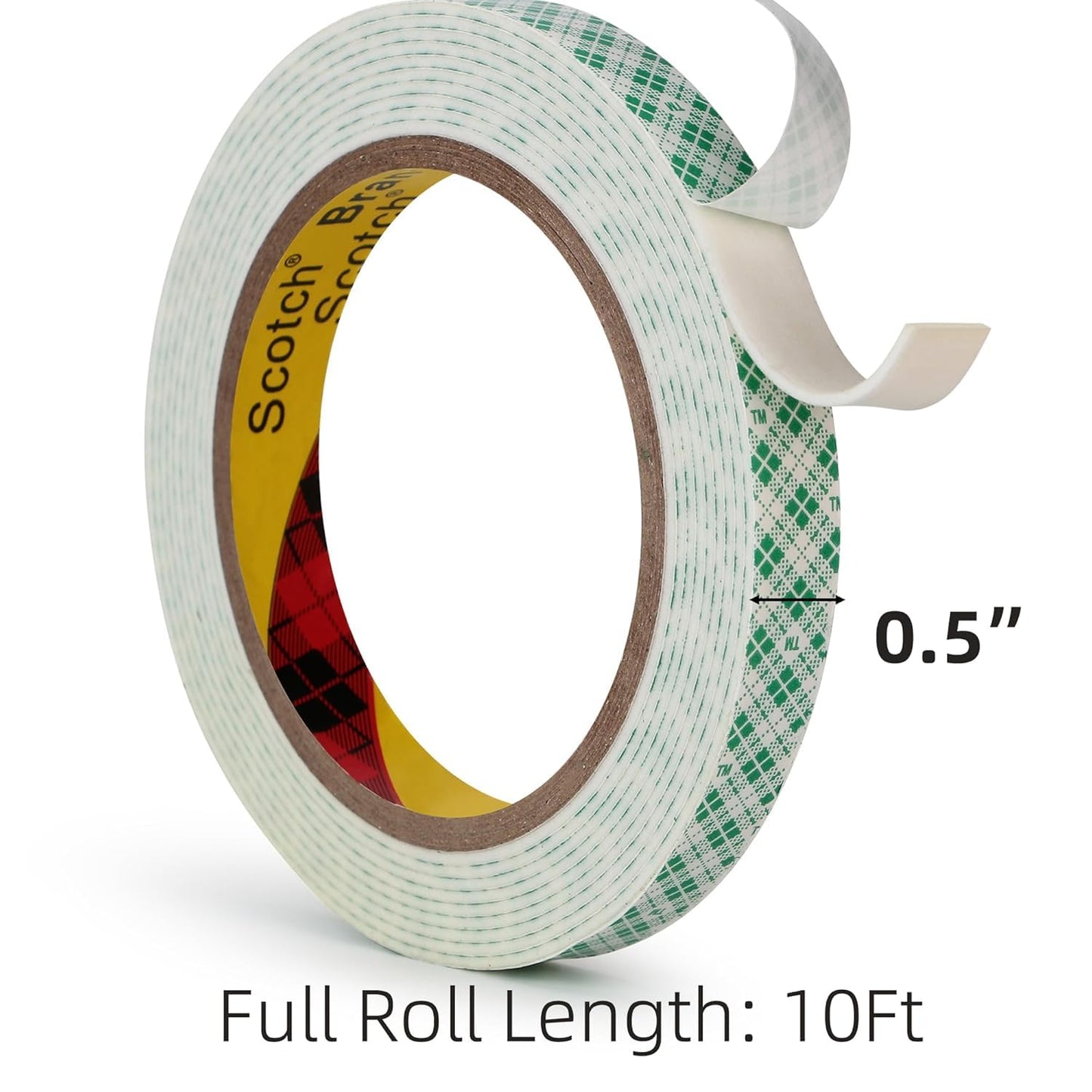Double Sided Foam Tape 0.5" x 10Ft 2 Pack White Double Coated Urethane Adhesion Polyurethane Tape for Bonding Attaching Mounting Interior Signage Nameplates DIY Card