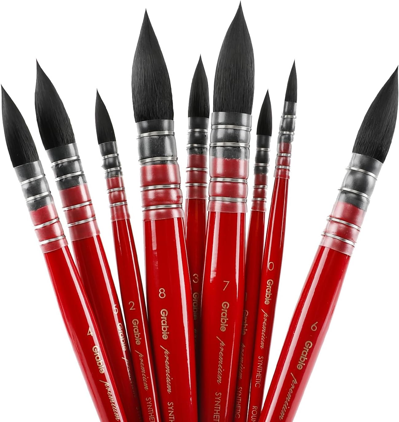 Grabie Professional Watercolor Paint Brushes, 9 Pcs Synthetic Squirrel Hair Mop Paintbrushes, Art Supplies for Painting, Great Watercolor Brushes for Artists, Amateur Hobbyists and Painting Lovers