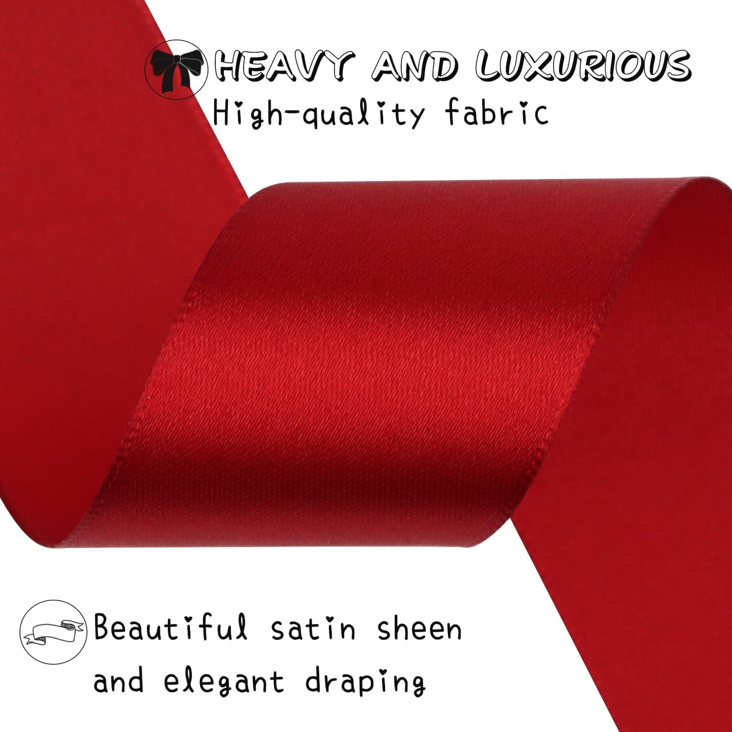 Deep red Solid Satin Ribbon 1-1/2 Inch 25 Yards Solid Polyester Fabric Ribbon for Gift Wrapping Wedding Christmas Baby Shower Birthday Party Decoration Handmade Immortal Flower Craft