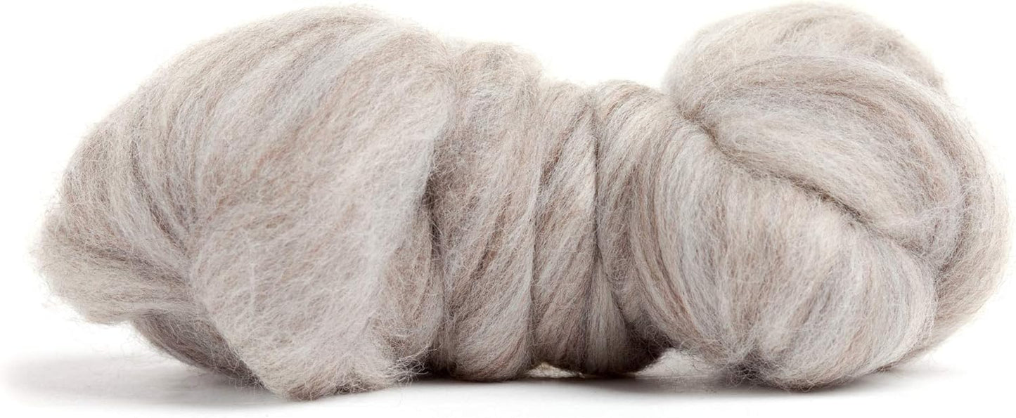 Desert Breeze Distributing 100% Natural Merino Wool Roving - Premium Combed Top Merino Roving Wool - Tapestry, Spinning, Wet Felting & Needle Felting Supplies - 21.5 Micron - 1 oz, Color Taupe