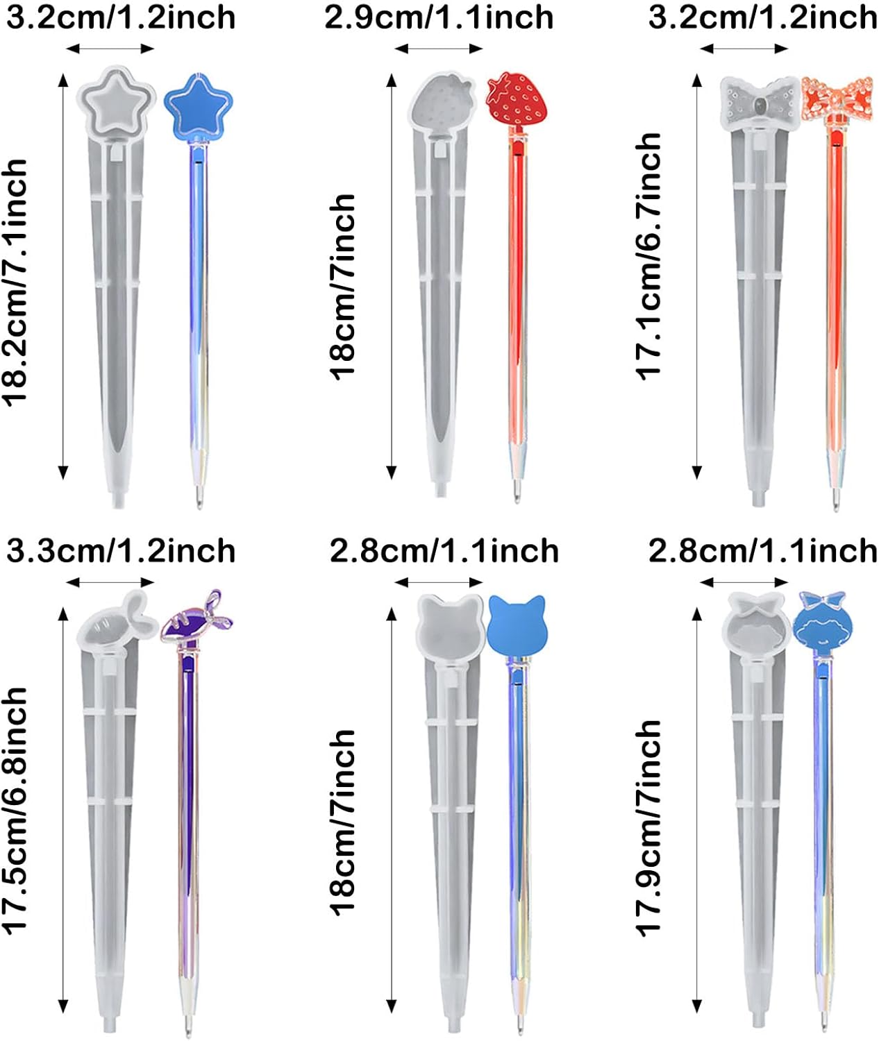 Pen Resin Molds, 12 PCS Ballpoint Pen Silicone Molds with 100 PCS Ballpoint Refill Pens for DIY Pen Craft Making