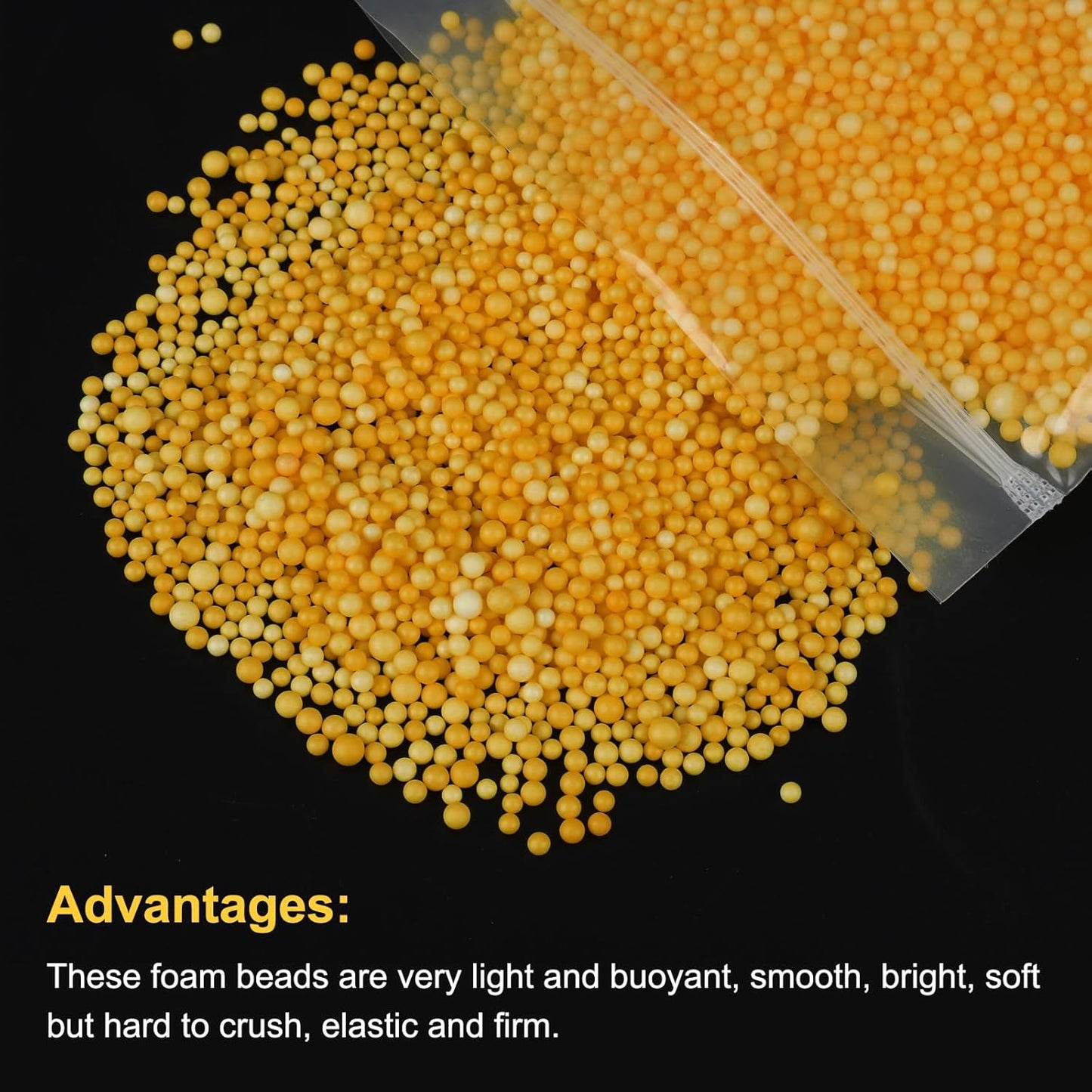 MECCANIXITY Foam Beads Foam Balls 2-3mm for Wedding and Party Decorations, Tiny Packing Balls, Arts DIY Crafts Supplies (Dark Yellow,1 Pack Approx 8000pcs)