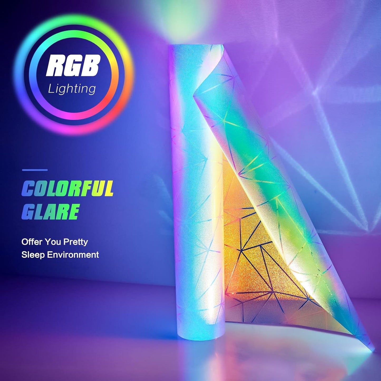 Coavas Rainbow Window Privacy Film, Frosted Glass Static Cling, Decorative for Bathroom Door, UV Blocking Window Cling, Non-Adhesive Vinyl Sticker, Day and Night Windows Tint for Home,23.6x118.1 inch