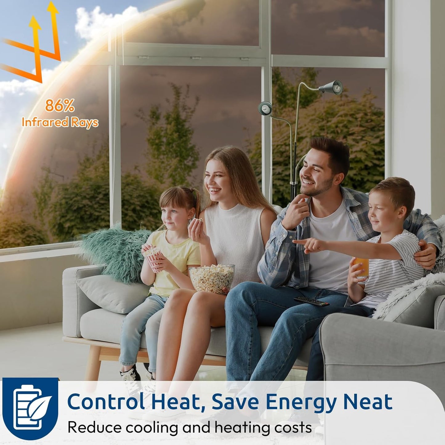 rabbitgoo Window Privacy Film One Way Window Tint for Home, Removable Reflective Heat Sun Blocking Anti UV Glass Door Covering, Mirror Tinting Film House Office, 17.5 in X 6.5 Feet, Brown Silver