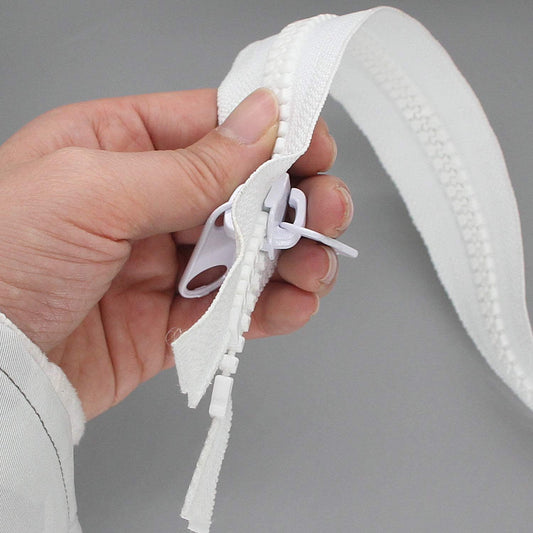 Leekayer 1PCS #10 84 Inch Heavy Duty Zippers for Sewing Separating Large Plastic Zippers White Tape with Double Pull Tab Slider, Sleeping Bag, Boat, Canvas, Cover, Trampoline, Dog Bed,Tent 213cm