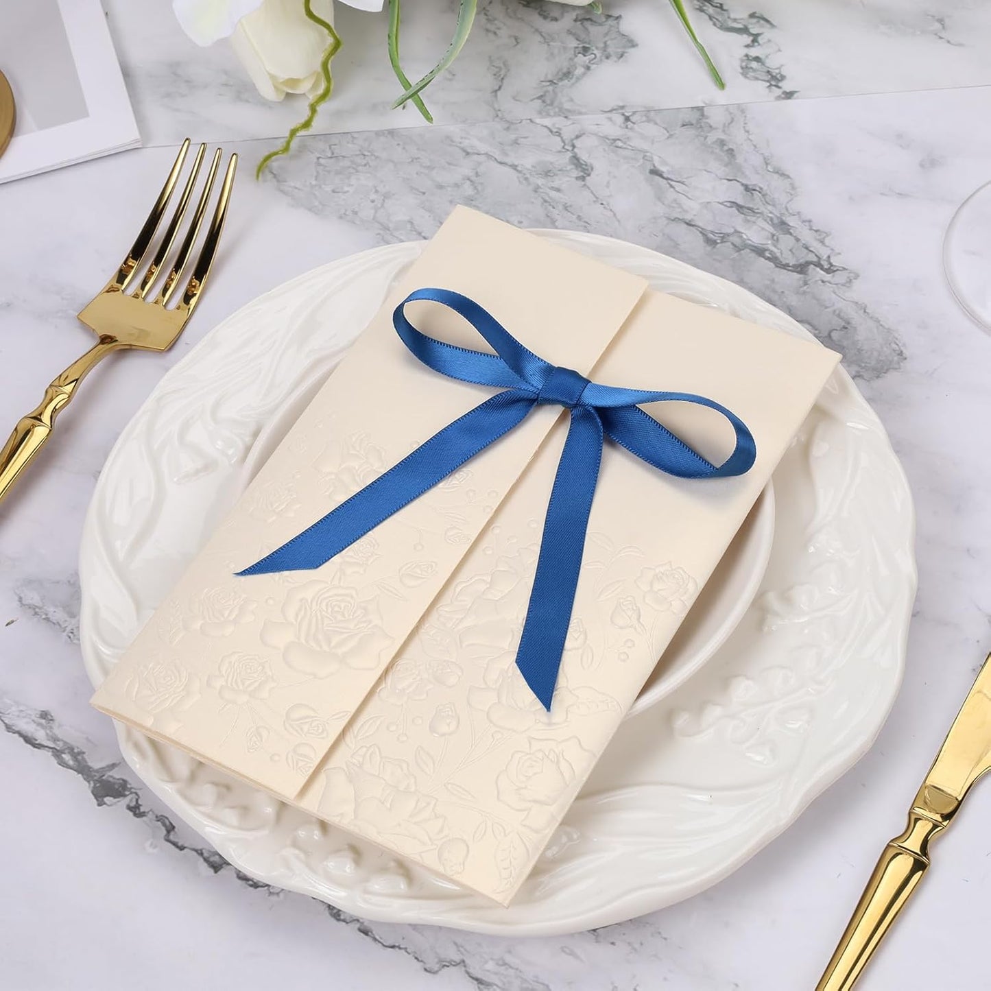 LaRibbons 3/8 Inch 50 Yard Double Faced Satin Ribbon,Royal Blue Small Satin Craft Fabric Ribbon for Gift Wrapping Floral Bouquets Wedding Party Decoration