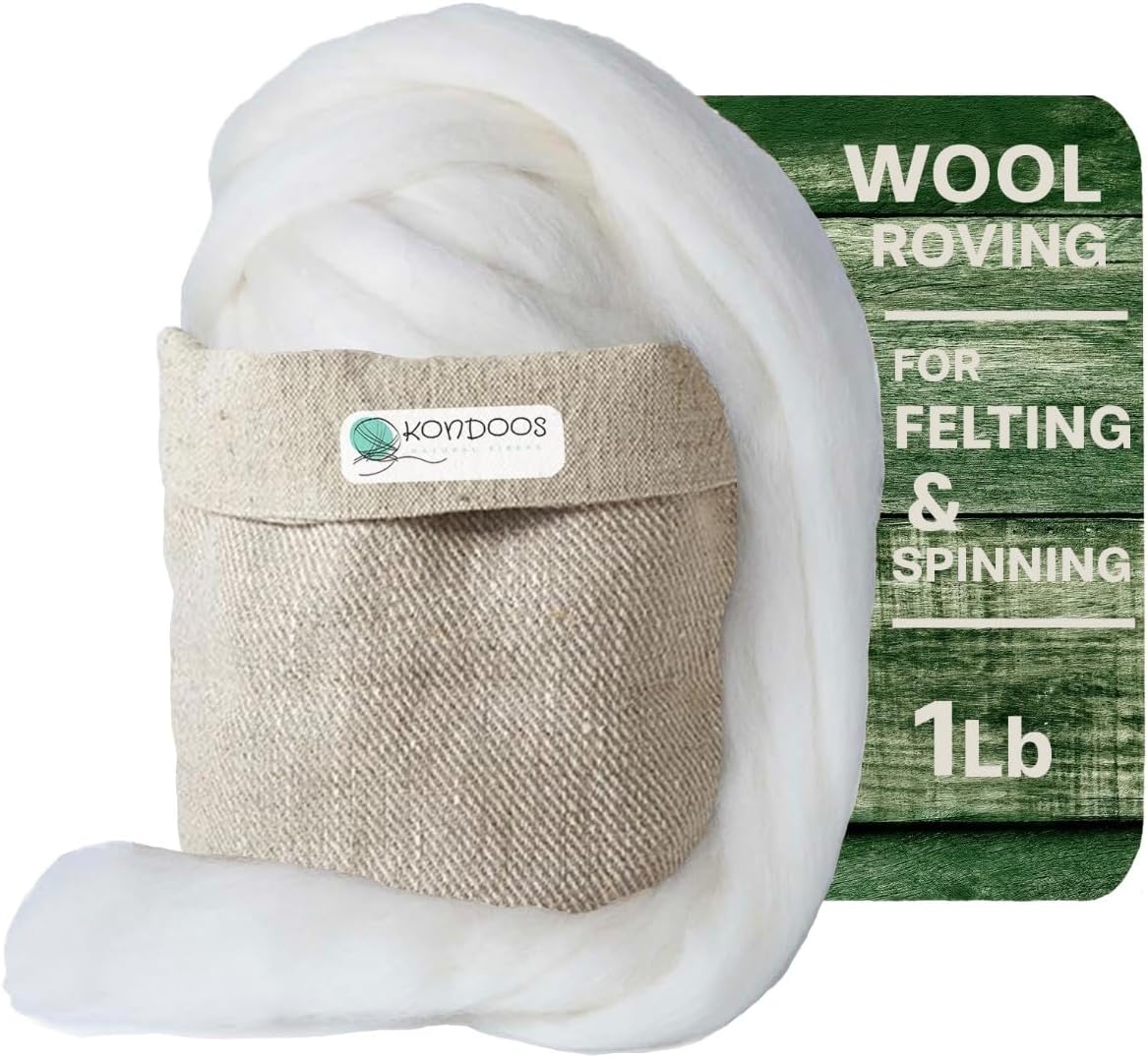 Corriedale 1lb Wool Bulk roving, Best Wool for Spinning, arm Knitting, Felting, Chunky Yarn Blankets and Tapestry. Core Soft un-Dyed. (Ecru, 1 lb)