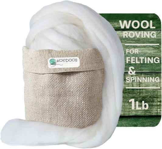 Corriedale 1lb Wool Bulk roving, Best Wool for Spinning, arm Knitting, Felting, Chunky Yarn Blankets and Tapestry. Core Soft un-Dyed. (Ecru, 1 lb)