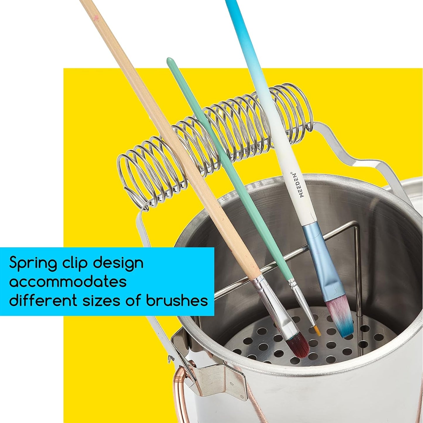 MEEDEN Portable Paint Brush Washer: Airtight Stainless Steel Artist Brush Cleaner with Extra Large Capacity - Paint Brush Holder for Oil & Acrylic Painting