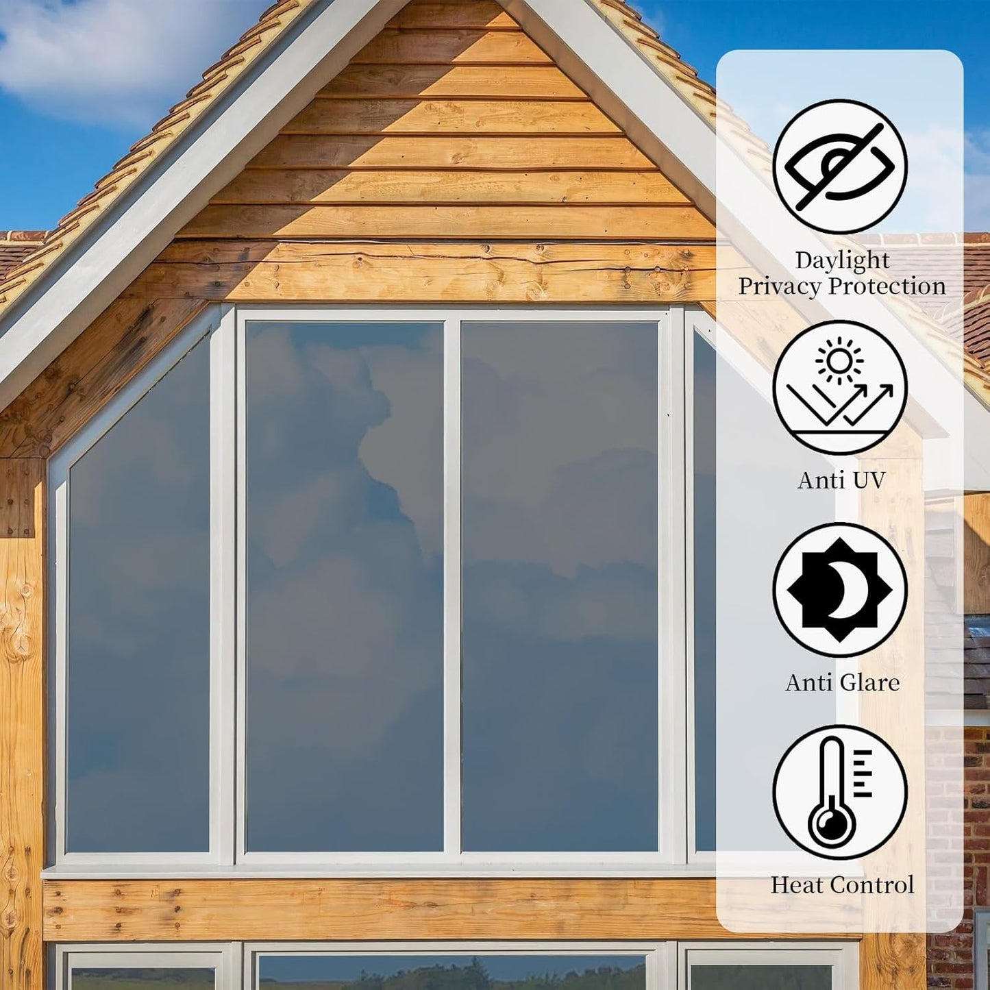 Niviy One Way Window Privacy Film with Installation Tools, Window Tint for Home, Reflective Window Film See Out Not in for Home Office,Black Silver, 35.4 Inch X 78.7 Inch