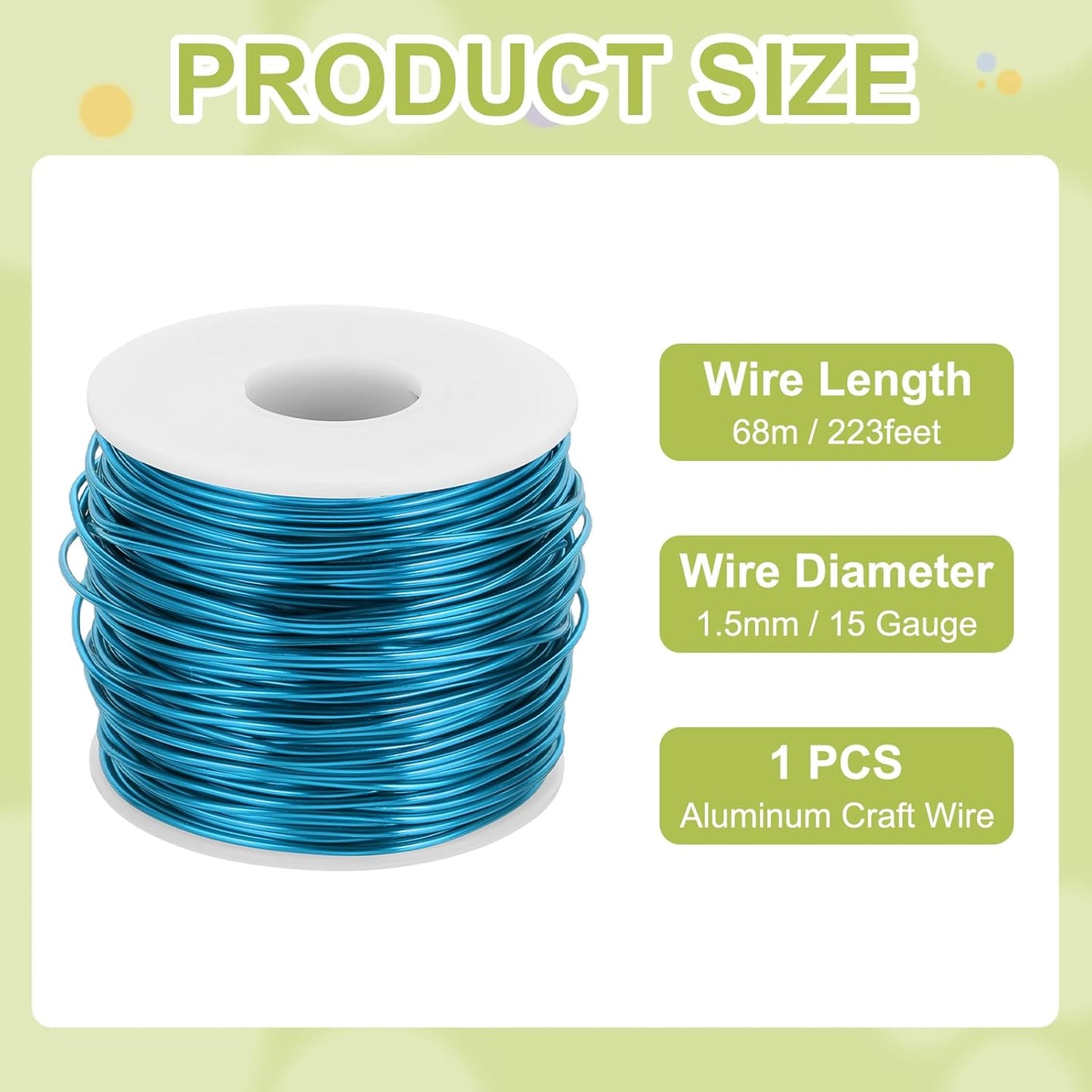 MECCANIXITY 15 Gauge Anodized Aluminum Craft Wire Bendable Bonsai Training Wire 223 Feet 1.5mm for Sculpting Crafts Wreath Floral Beading Jewelry Making, Blue