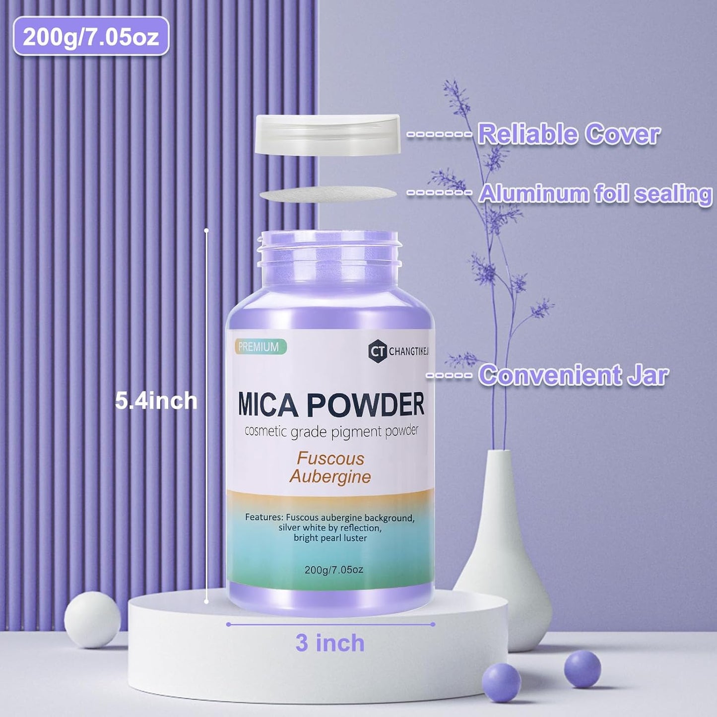 Mica Powder,7.05OZ（200g）,Fuscous Aubergine Mica Powder Pigment for Epoxy Resin，Lip Gloss，Car Paint，Dye，Soap Making，Nail Polish,Epoxy Resin,Candle Making,Bath Bombs