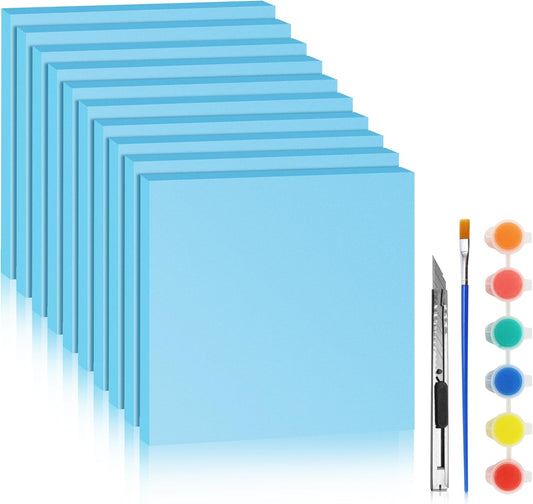 LuckyFoam Blue 10 Pack 12x12x0.79 inch Foam Sheets 0.79 Inch Thick Polystyrene Rectangles XPS Foam Board Craft for Insulating DIY Modeling Art Supplies