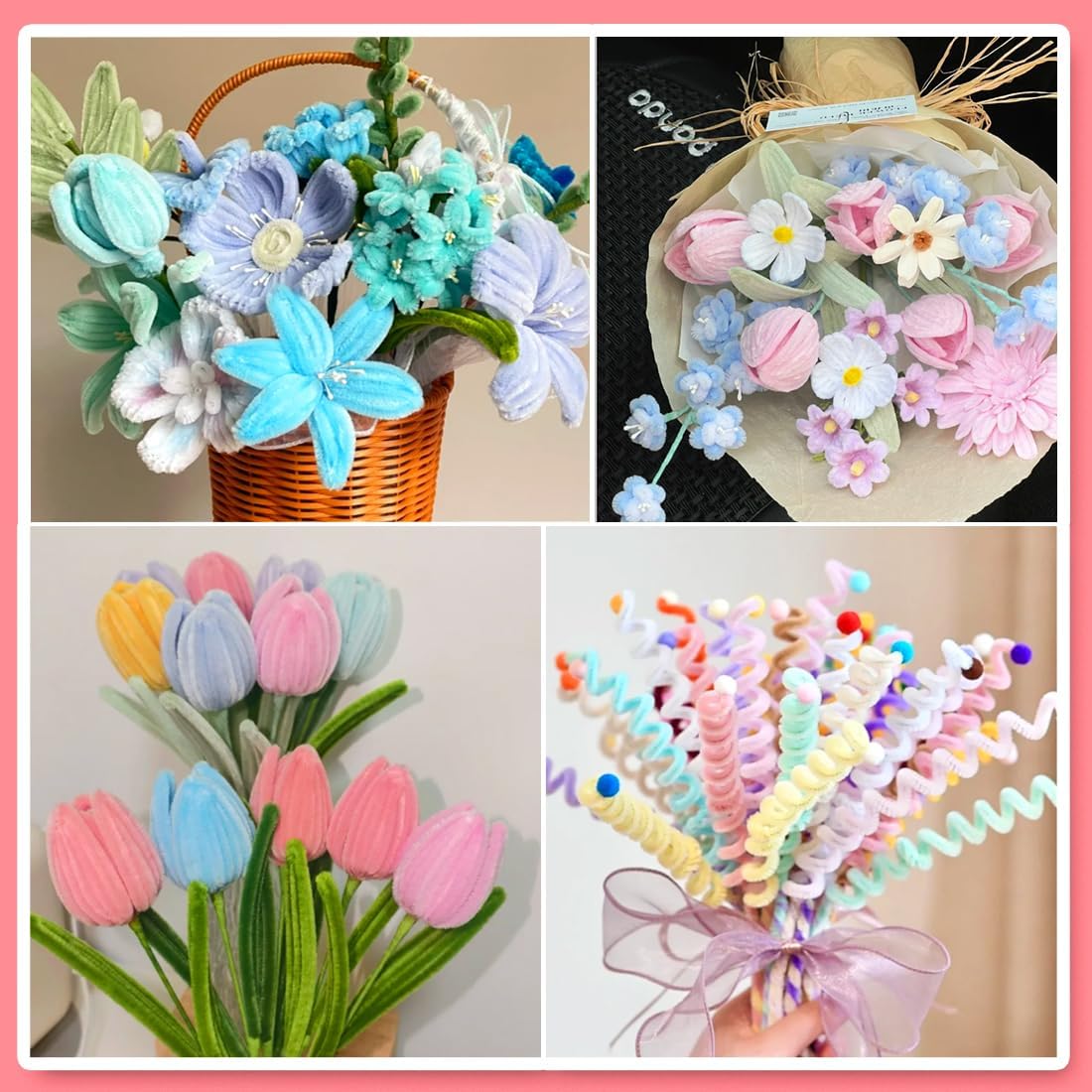 200pcs Pipe Cleaners, Chenille Stems in 7 Pastel Candy Colors for DIY Crafts, Art Projects, and Holiday Decorations(Macaron)
