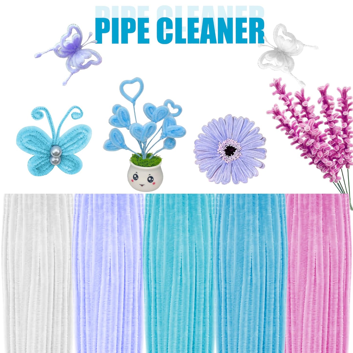 Jolbndcv Pipe Cleaners Flowers Craft Kit,521Pcs Pastel Pipe Cleaners DIY Chenille Stems Makiflower stemsng kit with Flower Stems and Tape