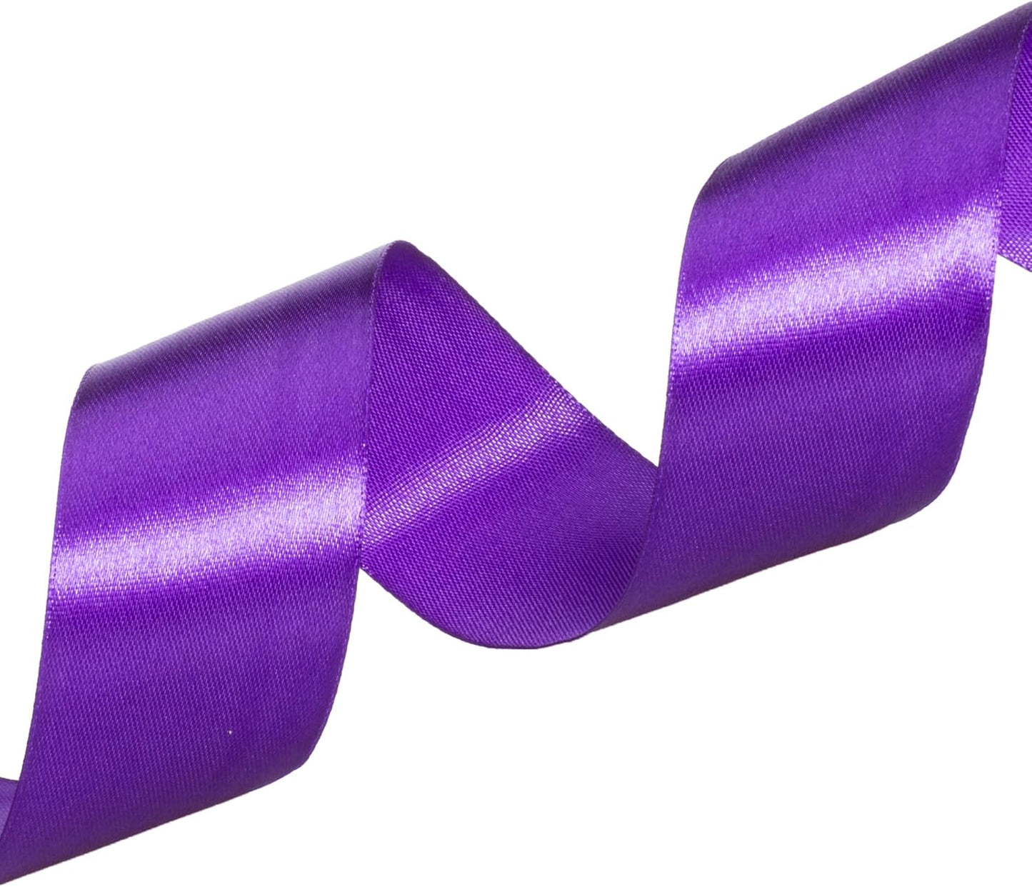 1 1/2 Inch Purple Solid Satin Ribbon, 50 Yards Craft Fabric Ribbon for Gift Wrapping Floral Bouquets Wedding Party Decoration