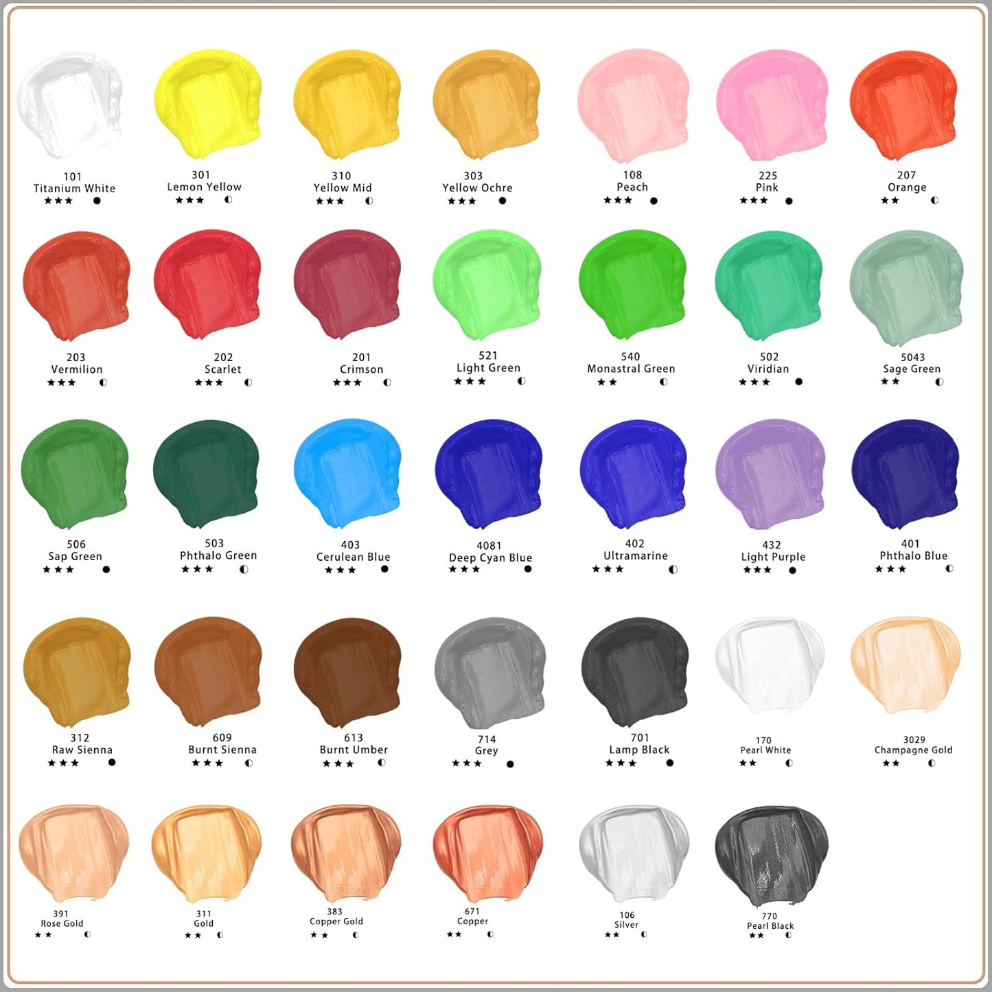 Artecho Acrylic Paint, Champagne Gold Paint (120ml / 4.05oz) Tubes, Art Craft Paints for Canvas, Rock, Stone, Wood, Fabric, Art Supplies