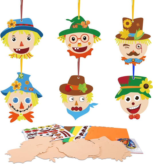 Fennoral 12 Pack Fall Craft for Kids Make You Own Scarecrow Foam Stickers DIY Arts and Crafts for Boys Girls Fall Art Activities Party Supply Autumn Thanksgiving Decoration