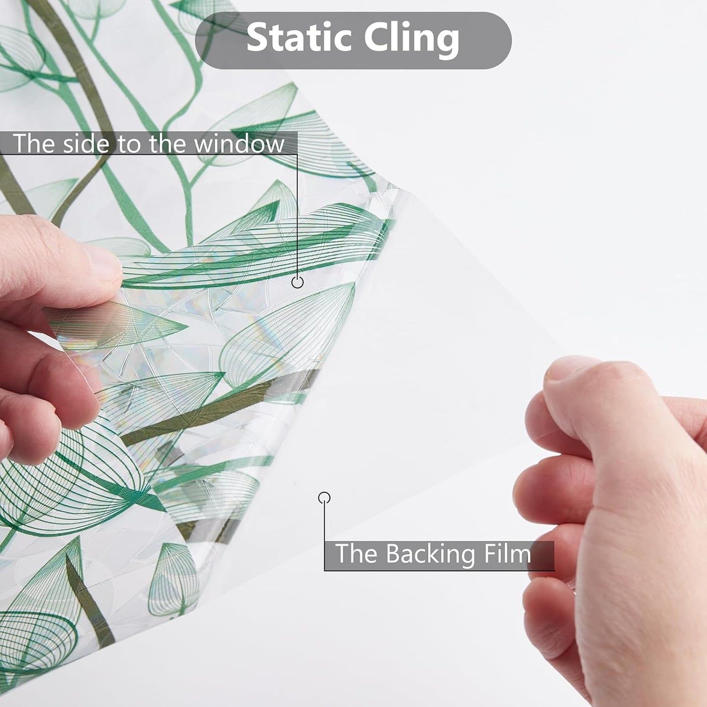 Finnez Window Privacy Film Window Film 3D No Glue Glass Sticker for Glass Door Home and Office Heat Control Anti UV (35.4 Inch x 6.5 Feet, Rainbow Grove)