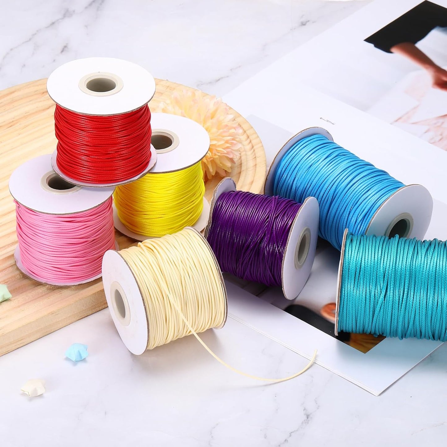 MECCANIXITY Waxed Cord 1mm Waxed Thread 87 Yard Wax String Leather Cord for Bracelet Making, Necklaces, Beading, Jewelry Making and DIY Crafts(Army Green)