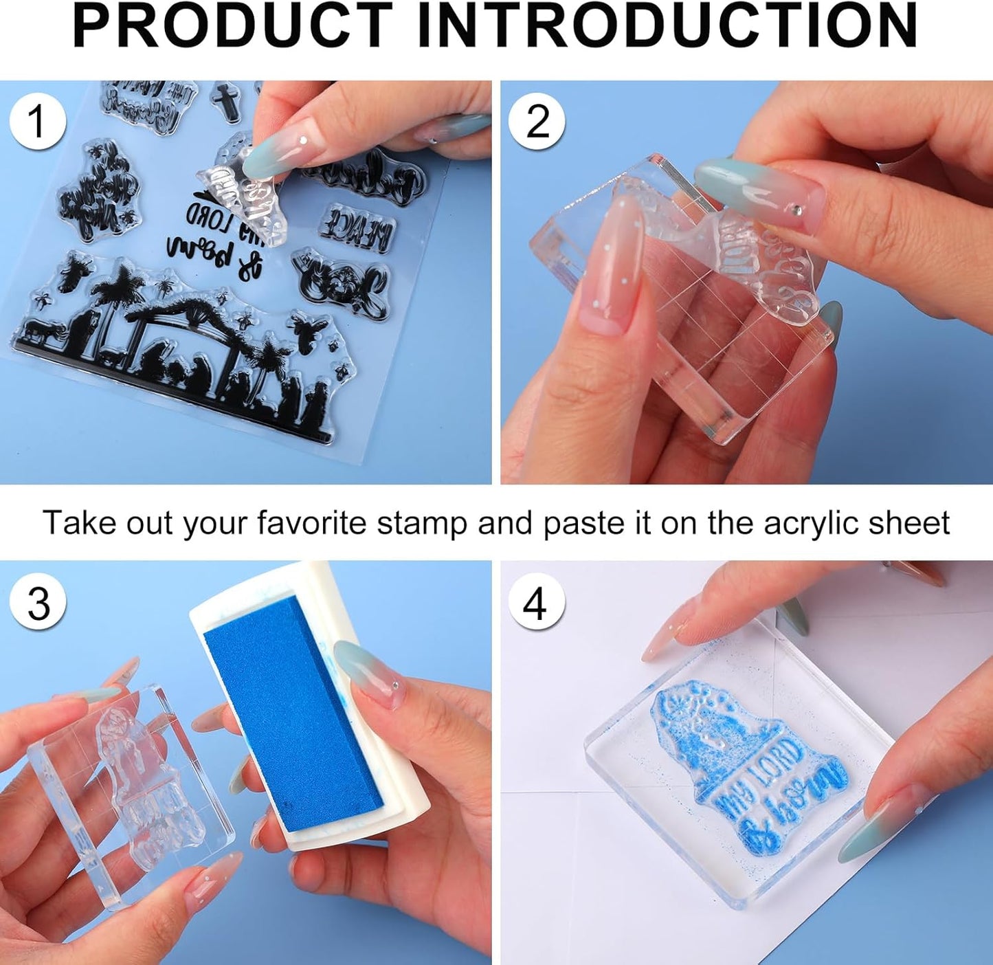 Whaline 4 Sheets Christmas Clear Stamps Greeting Words Nativity Scene Silicone Transparent Stamps Holy Night Stamp for Xmas DIY Craft Card Making Scrapbooking Embossing Album Decor