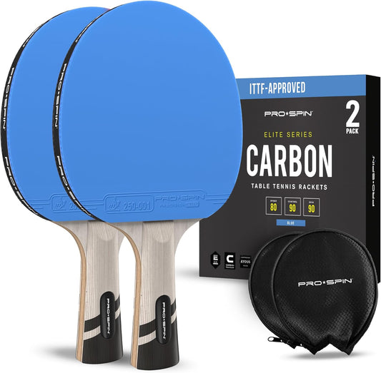 PRO SPIN Ping Pong Paddles - Professional Level Table Tennis Rackets with Carbon Fiber for Superior Control | 7-Ply Blade, Premium Rubber, 2.0mm Sponge | Includes Protector Case