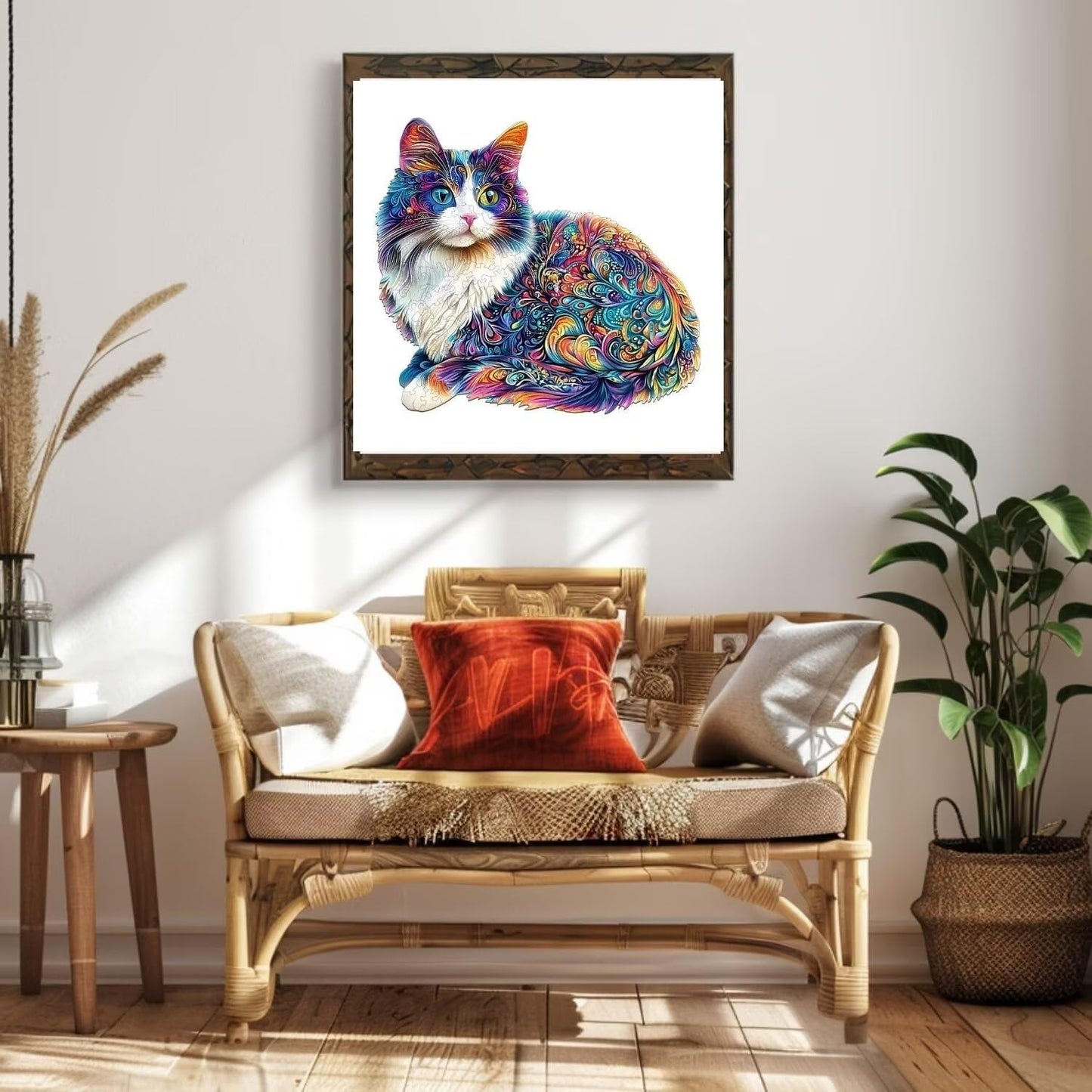 Lazy Cute Cat Wooden Puzzles 95 Pieces Puzzles Gifts for Adults 8.5x7.7in Wooden