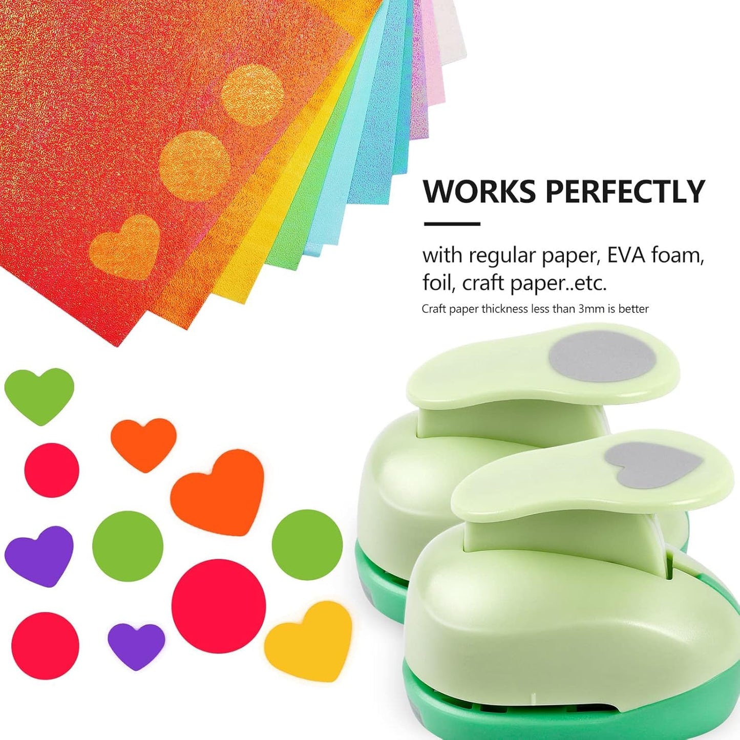 UCEC Heart Cutter 3 Pcs 1+5/8+3/8 Inch Hole Punch Heart Shapes Craft Punch Paper Cutter for Crafting, Puncher for Valentine's Day Scrapbooking Greeting Card, DIY Albums Gift Tags Homemade Confetti