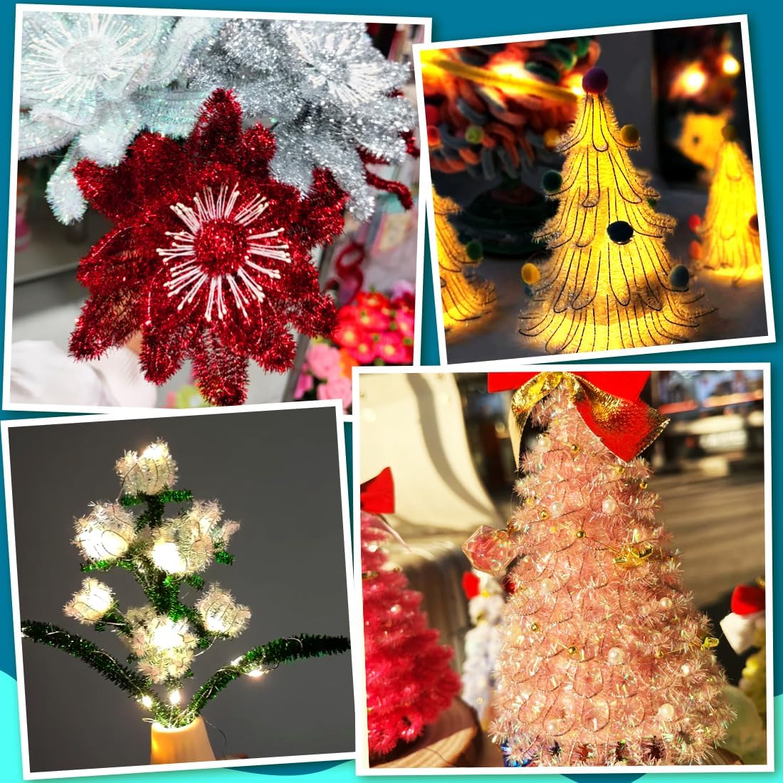 500pcs Pipe Cleaners, Pipe Cleaners for Crafts, Craft Supplies Multicolor Chenille Stems for Art&Craft Christmas DIY Projects(15colors,Glitter)