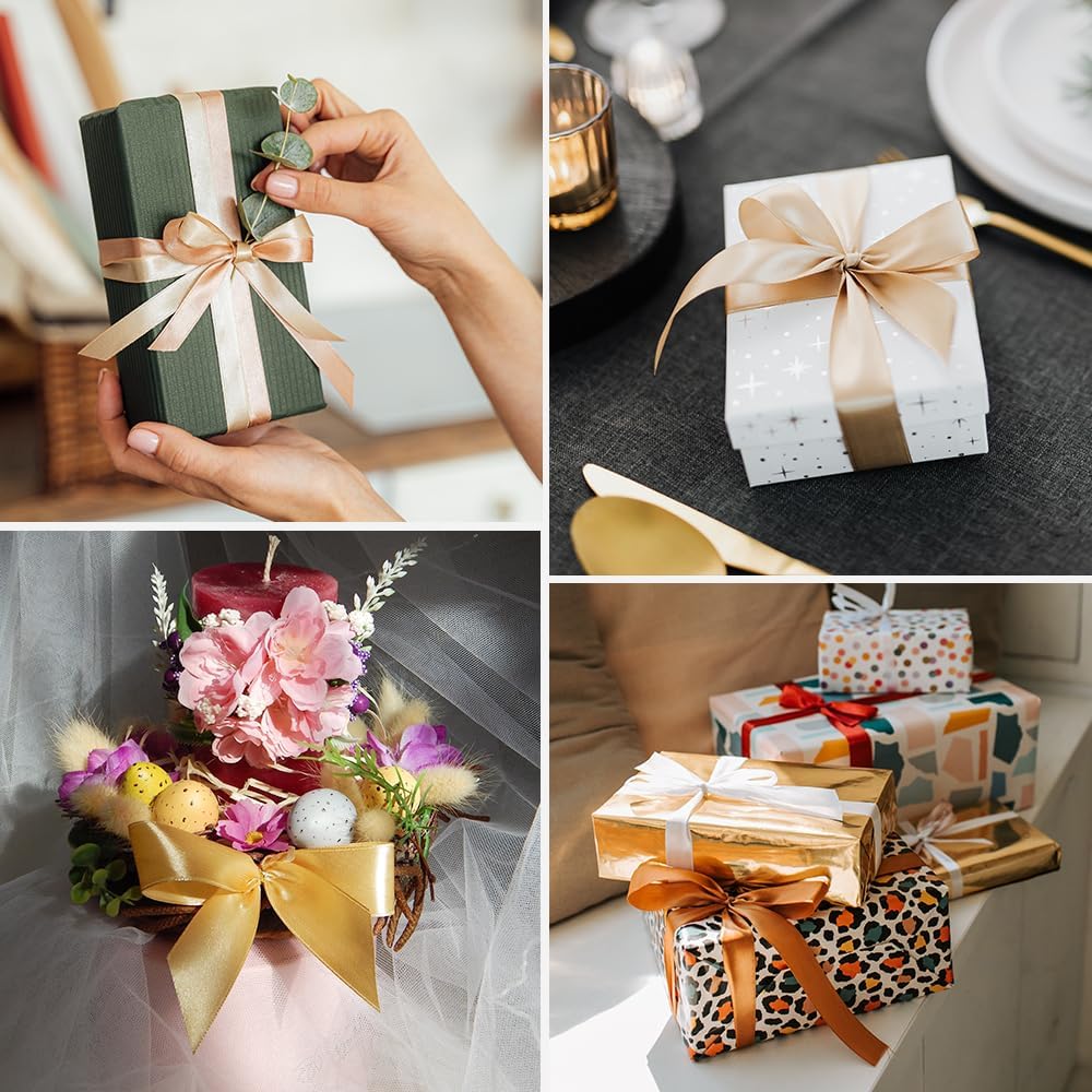 1-1/2" x 100 Yards Satin Ribbon - Silver Silk Ribbon with Spool - Ideal for Gift Wrapping, Floral Bouquets, Crafts, Wedding Party Decorations, Christmas and Sewing Projects