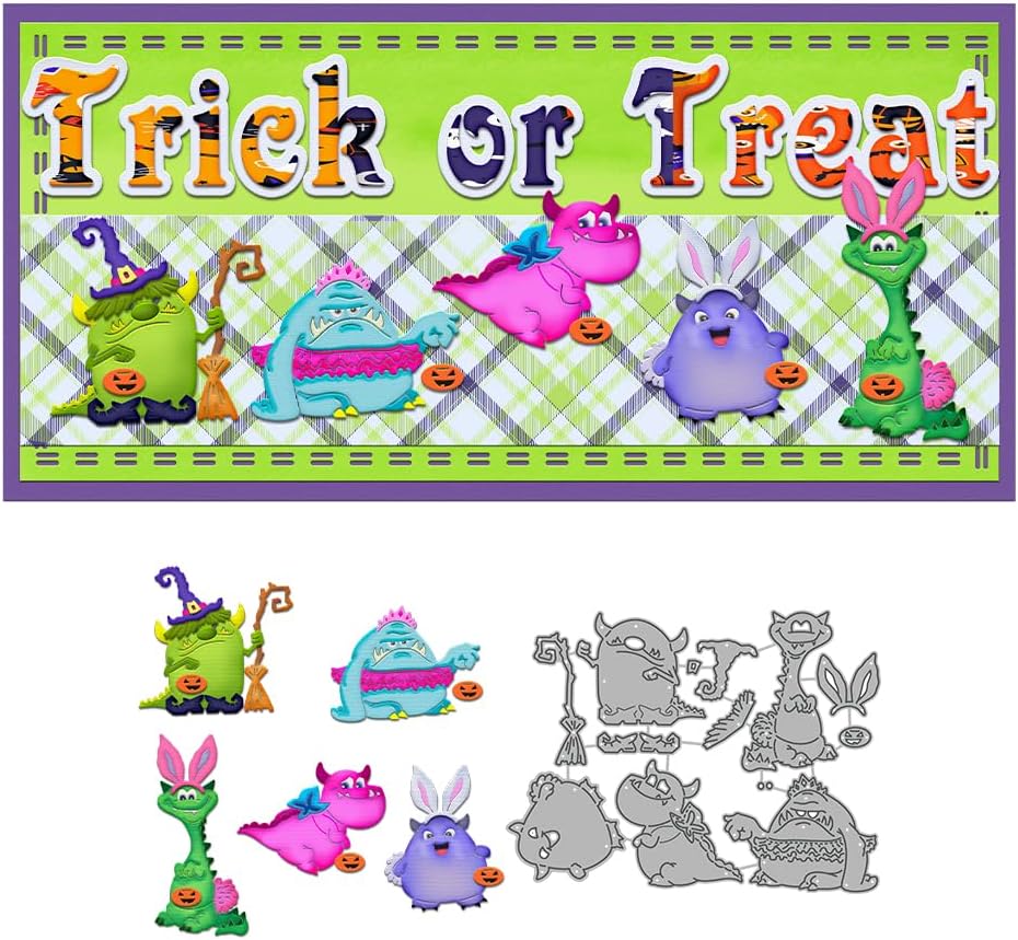 Halloween Clear Silicone stampReusable Stamp with Pumpkins, Skulls, Bats, Santa Claus, and Holiday Designs. Used for Making Cards, scrapbooks, and DIY templates (Halloween Monsters)