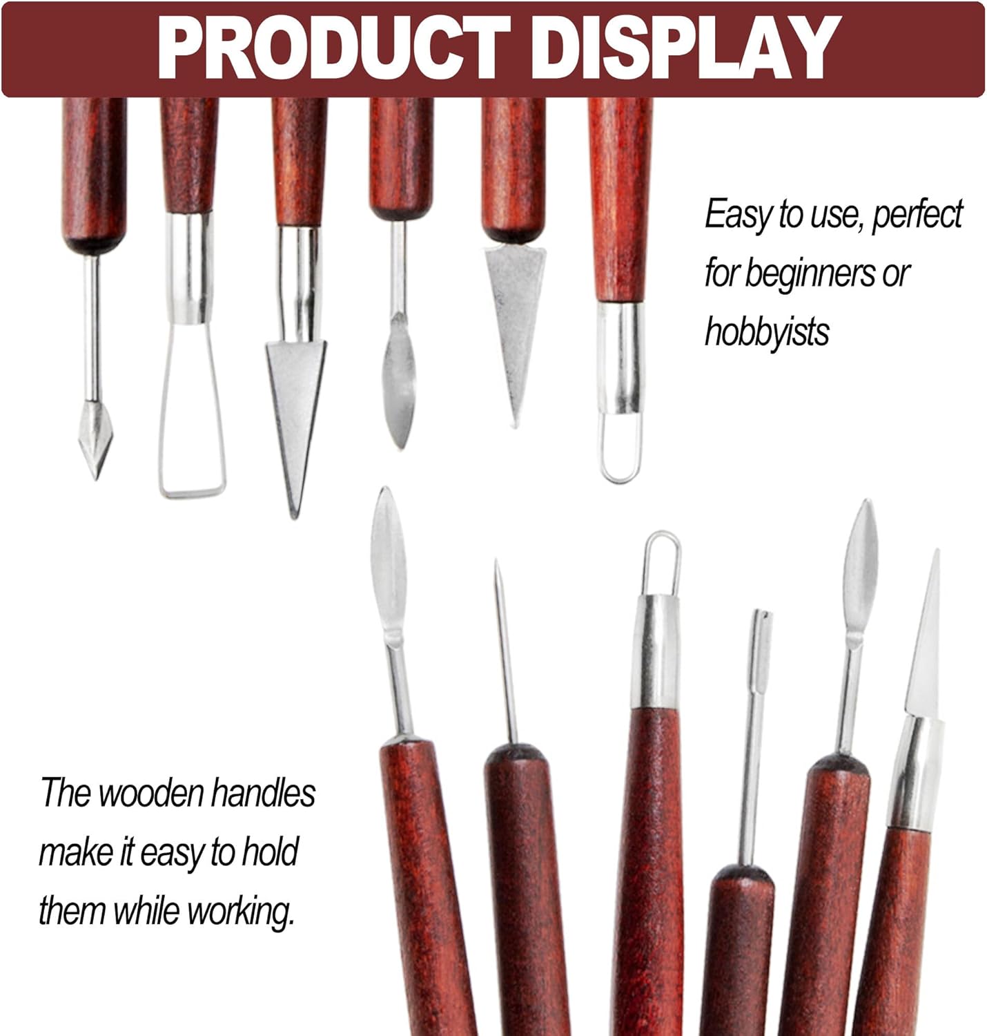 LINPHCEY 6-Piece Clay Sculpting Tools Set Perfect for Polymer Air Dry Modeling Clay Beginners & Professionals Ideal for DIY Pottery & Ceramics Tools for Clay Sculpey Sculpting & Crafting