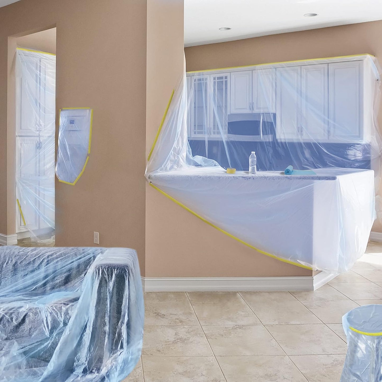 MyLifeUNIT Tape and Drape, 3 Pack Masking Paper with Tape for Automotive Painting