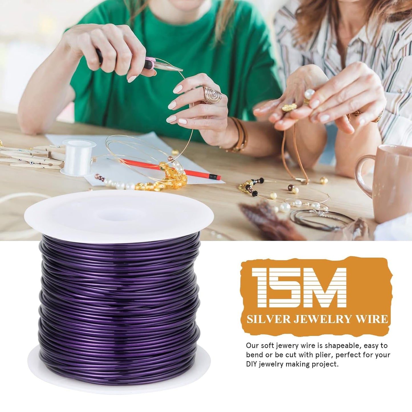 49FT Jewelry Wire 18 Gauge Tarnish-Resistant Copper Beading Wires Roll Bulk for DIY Crafts Jewelry Making, Purple Wire